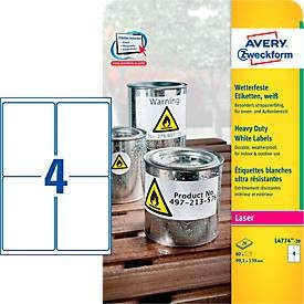 Avery Zweckform L4774-20 Wetterfeste Folienetiketten Weiß, A4, 80 Stück, Breite: 99,1 mm, Höhe: 139 mm - Bild 2