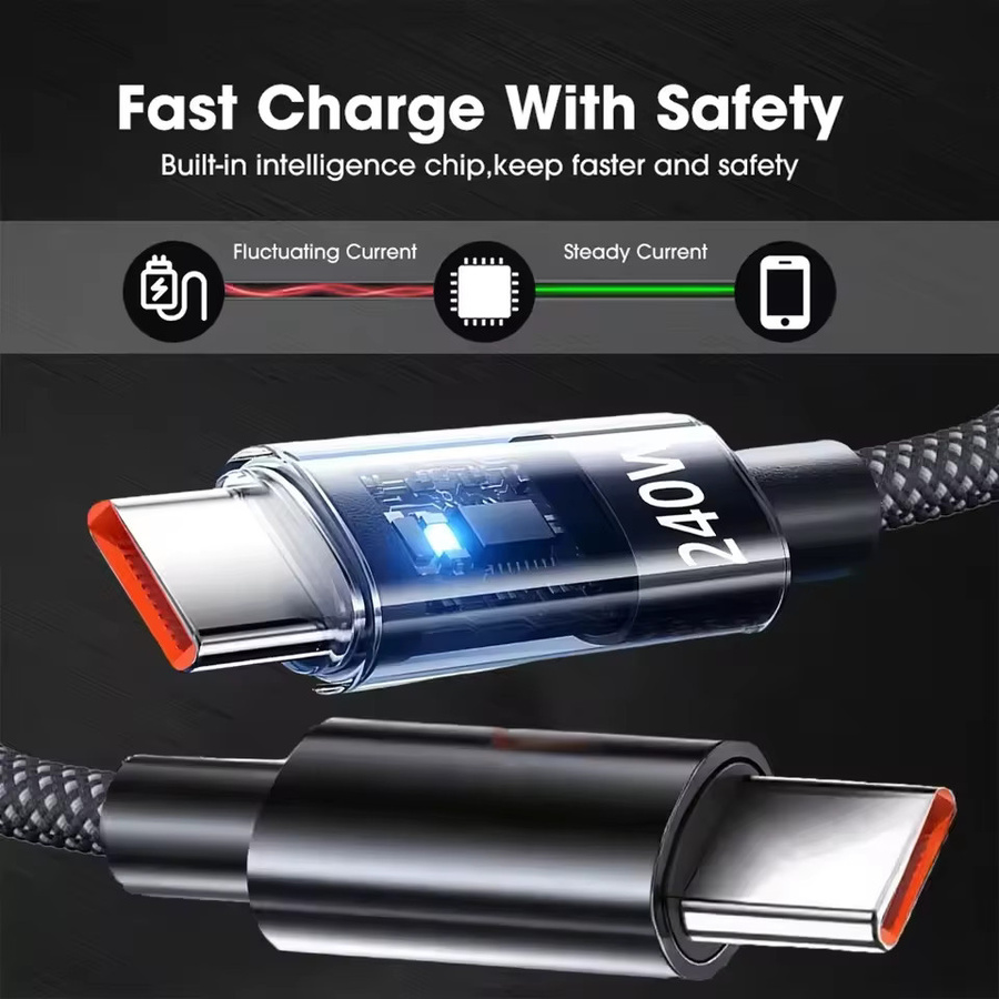 DIXSG USB-A auf USB-C Schnellladekabel 240W mit LED-Digitalanzeige, QC 3.0 Lade- und Datenkabel in Schwarz - Bild 3