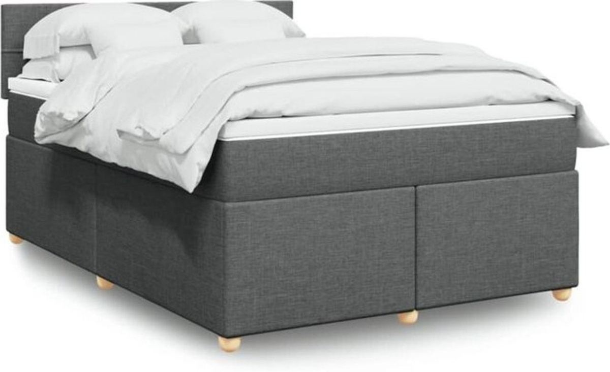 Vidaxl Boxspringbett mit Matratze in Anthrazit aus Stoff, B/T/H: 140 x 200 cm - Bild 1
