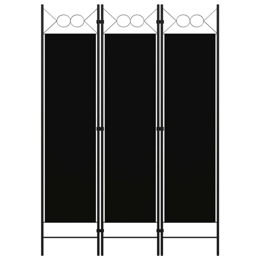 vidaXL 3-teiliger Raumteiler Schwarz mit Kreisdesign aus pulverbeschichtetem Eisen und Polyester Stoff, Breite: 120 cm, Höhe: 180 cm - Bild 2