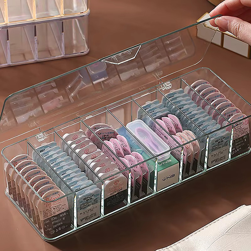 Transparente Staubdichte Aufbewahrungsbox aus Kunststoff für Kontaktlinsen, Kabel und Schreibwaren mit mehreren Fächern - Bild 2