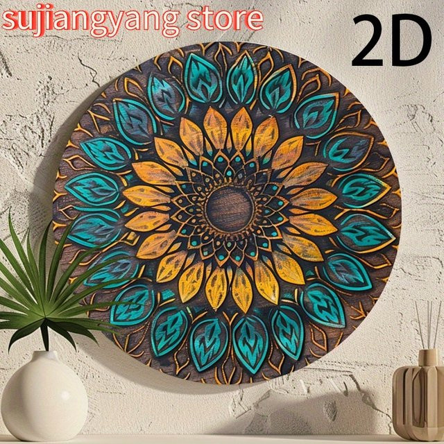 Potdemiel Vintage Mandala Wanddeko aus Metall, rund, Multicolour, B/B: 20,3 x 20,3 cm - Bild 1