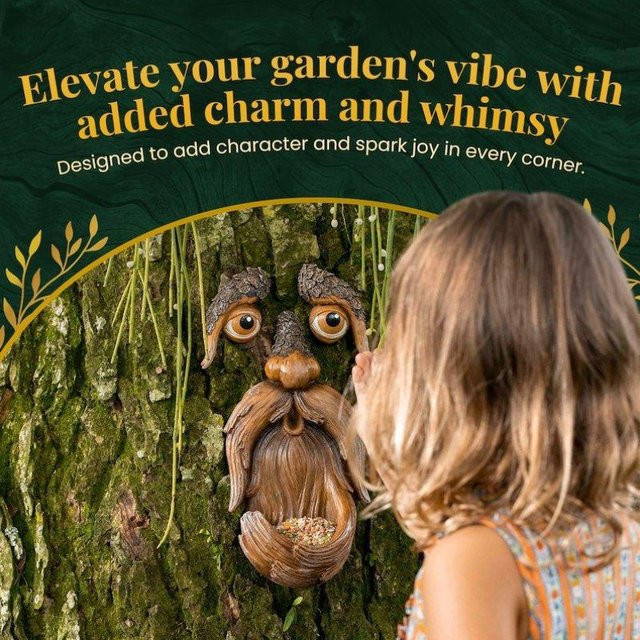Pig Boutique Baumgesichter Gartendekoration Baum-Hugger Vogelfutterspender als Gartenkunst und Baumschmuck - Bild 1