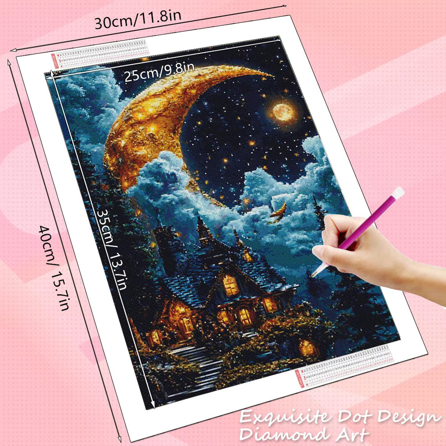 HUACAN Diamond Painting Schloss-Landschaft, Mosaik, Bastelset, adults - Bild 2
