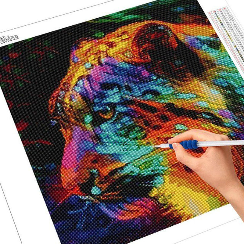 FIYO Diamond Painting Set 5D DIY Leopard Tierprint Stickerei Kit, Mehrfarbig, B/H: 30 x 30 cm - Bild 1