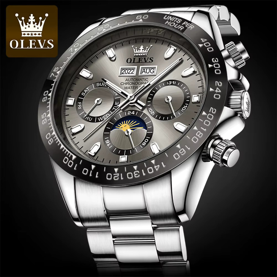 OLEVS Armbanduhr Automatik, Edelstahl, Silber, Herren - Bild 5