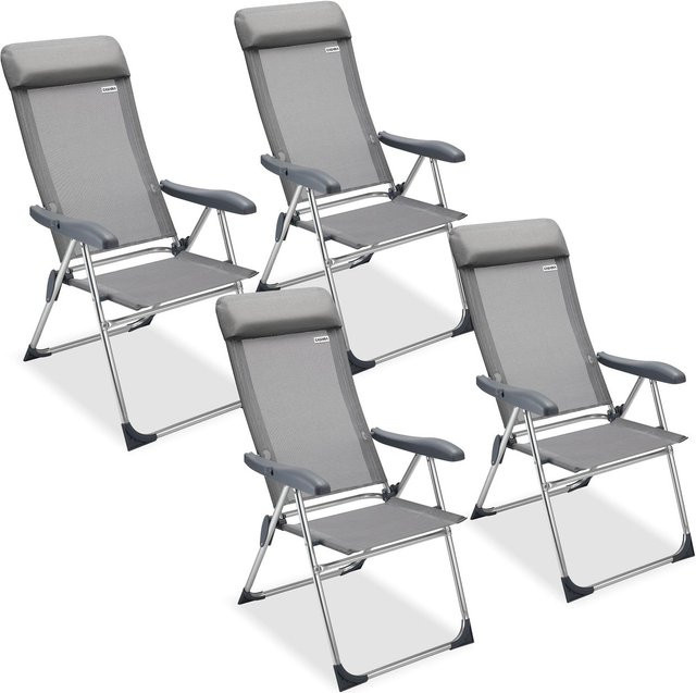 4er Set Deuba Gartenstühle aus Aluminium als Hochlehner in Silber und Anthrazit mit Textilene-Bezug - Bild 1