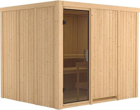 Karibu Sauna Jöhvi für 4 Personen aus Fichtenholz in Beige ohne Ofen B/T/H: 231 x 198 x 196 cm - Bild 1
