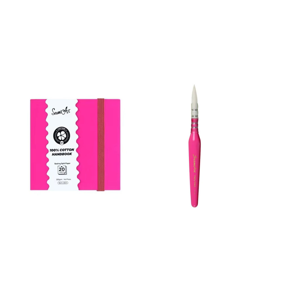 SeamiArt Aquarell-Reise-Notizbuch mit Pinselstift, Hardcover, Pink, B/T/H: 8 x 8 x 8 cm - Bild 3