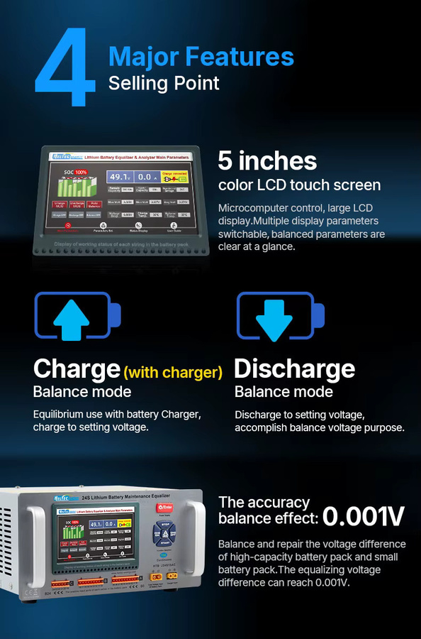 Heltec Lithium-Batteriezellen-Ausgleichsgerät und LiFePO4-Batterie-Balancer als Ladegerät, Entladegerät sowie Reparatur- und Analysegerät - Bild 5