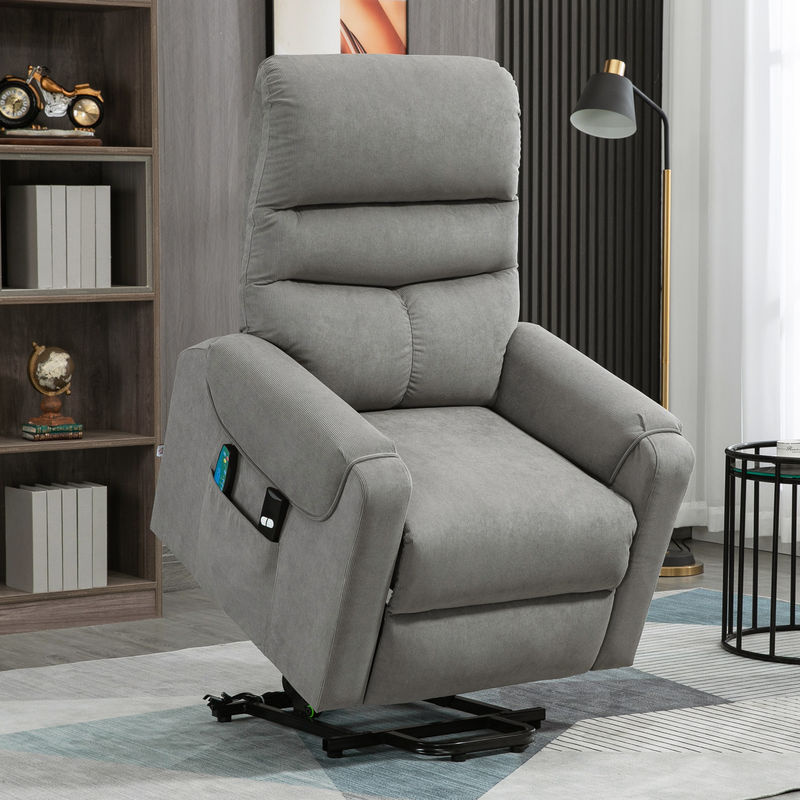 HOMCOM Fernsehsessel mit Massagefunktion und Aufstehhilfe, elektrisch verstellbar mit Heizung und Liegefunktion, grau, B/T/H: 79 x 97 x 103 cm - Bild 2