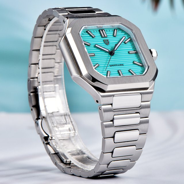 PAGANI DESIGN Armbanduhr, Quarz, Edelstahl, eckig, Blau, Herren - Bild 1