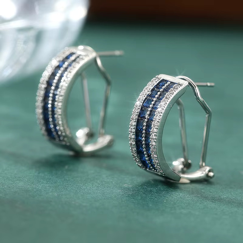 YoYo Creolen, Silber, blaue Zirkonia, Damen - Bild 2