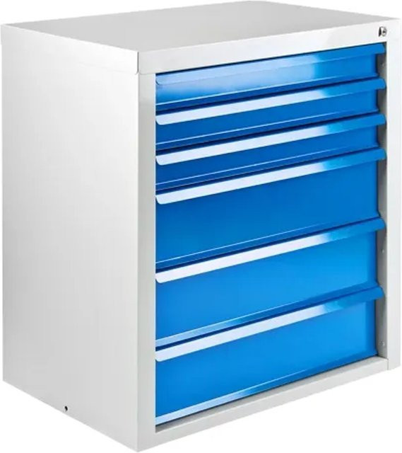 PROREGAL Schubladenschrank Kobra mit 6 Schubladen aus Stahl in Lichtgrau und Lichtblau, H x B x T: 75 x 70 x 43,5 cm - Bild 1