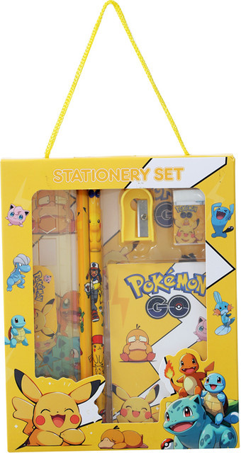 Pokemon Pikachu 5-teiliges Schreibwarenset für Schüler in Gelb mit Federmäppchen und Zubehör - Bild 1