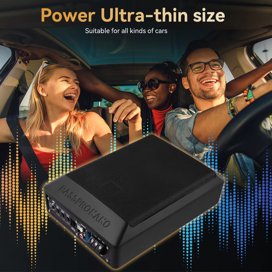 Podofo Aktiver Unter-Sitz-Subwoofer Set in Schwarz mit Verstärkerkabel - Bild 2