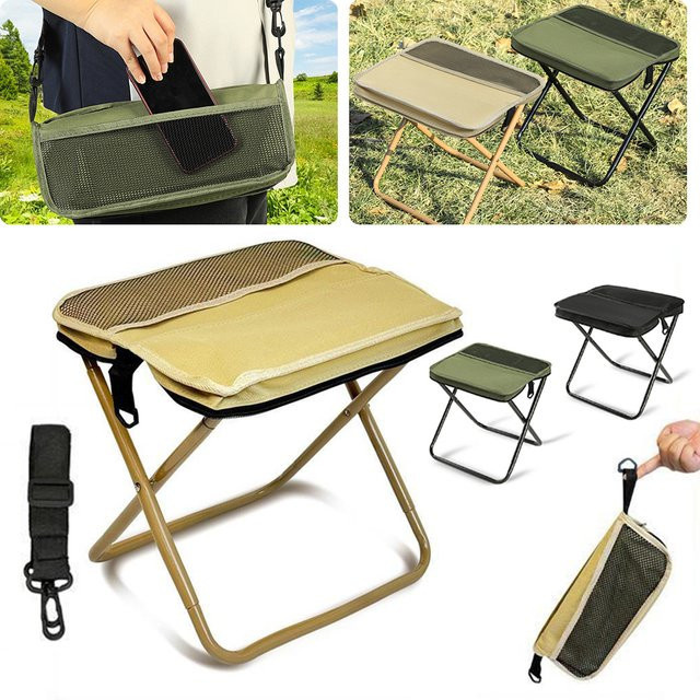 Alem Festive Rucksackhocker, tragbarer Klapphocker mit Tragetasche für Outdoor und Picknick, Metall und Stoff - Bild 1