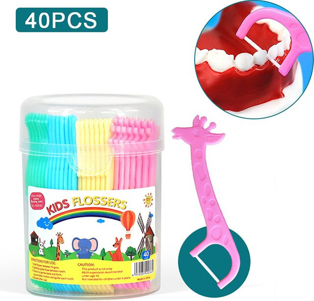 KuZHEN Kinder-Zahnseide-Sticks, 40 Stück, Cartoon-Tierformen - Bild 1