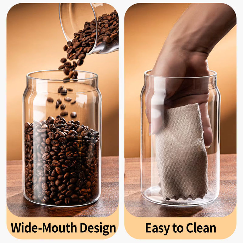 OANKR Vakuum-Kaffeebehälter aus Glas, luftdichter Aufbewahrungsbehälter für Kaffeebohnen, transparent/schwarz, 500 ml - Bild 5