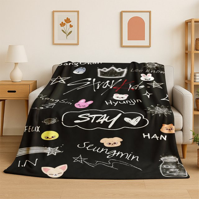 Potdemiel Kpop Stray Kids Flanelldecke Schwarz B: 90 cm, T: 75 cm - Bild 1