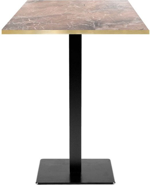 RestooTab Stehtisch Milan quadratisch in Braun und Schwarz mit Messingkanten, B/T/H: 60 x 60 x 113 cm - Bild 1