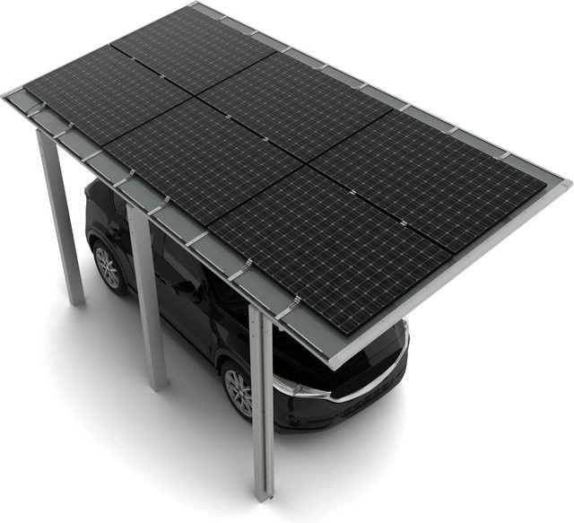 Ximax Solarcarport Linea Typ 110 in Edelstahl-Look mit Aluminium und Polycarbonat, Breite: 555,8 cm, Tiefe: 272,6 cm - Bild 1