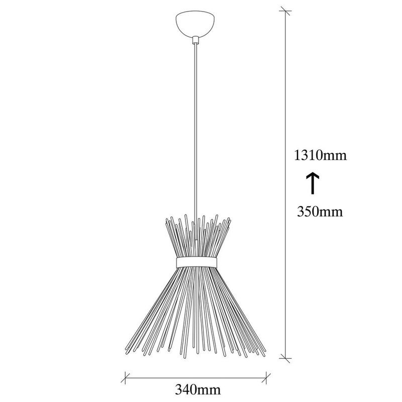 Opviq Pendelleuchte Kirpi aus Eisen in Schwarz, E27, Höhe: 131 cm, Breite: 34 cm, Tiefe: 34 cm - Bild 2