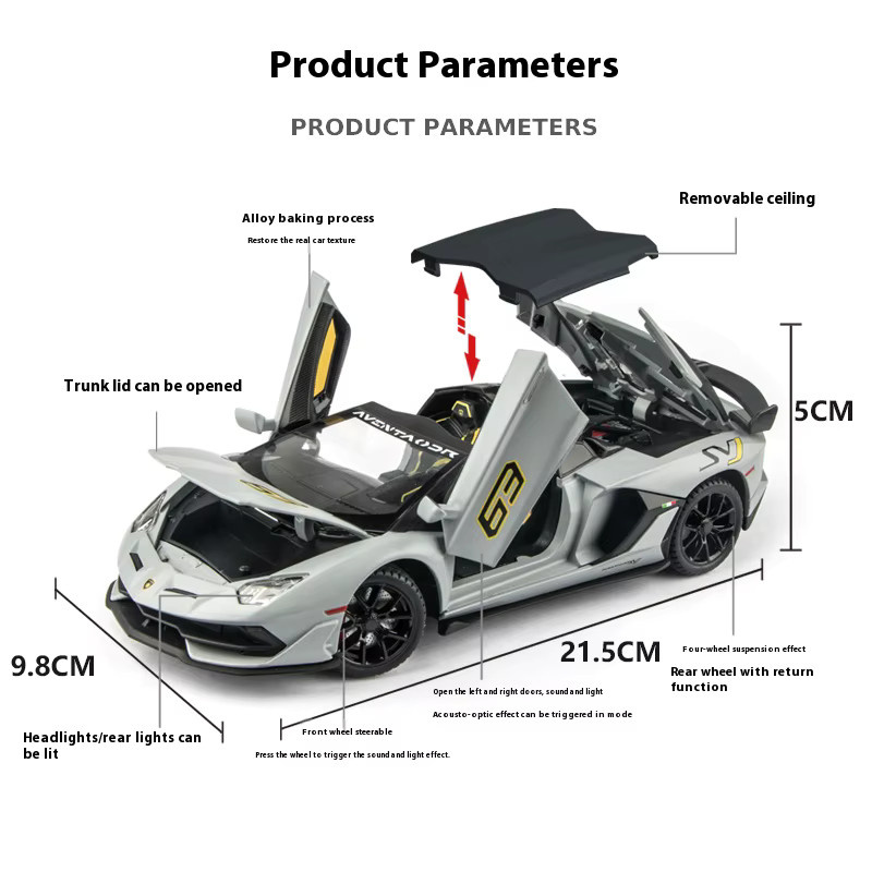 Maisto Lambo SVJ63 Automodell, 1:24, Metall, Schwarz - Bild 4