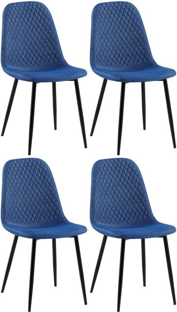 CLP 4er Set Esszimmerstühle Giverny gepolstert aus Stoff mit Ziernähten und Bodenschonern, minimalistische Sessel belastbar bis 150 kg - Bild 1
