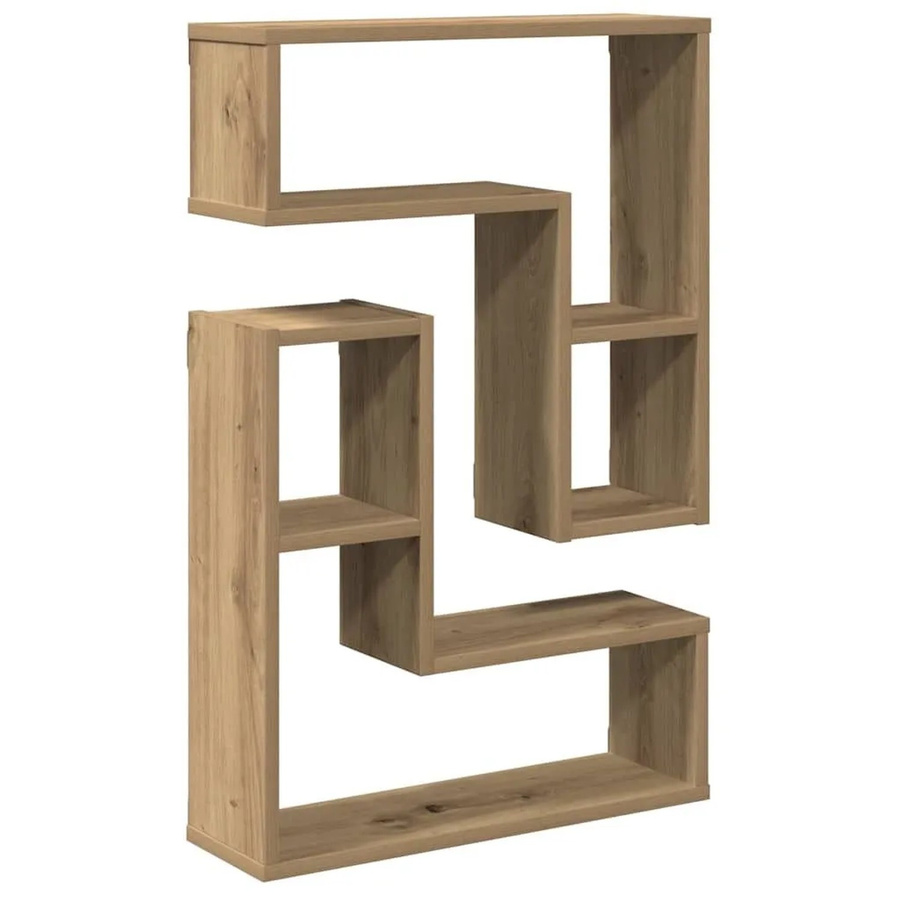 vidaXL Wandregale 2er Set Artisan-Eiche, Farbe Braun, B/H/T: 50 x 50 x 15 cm - Bild 2