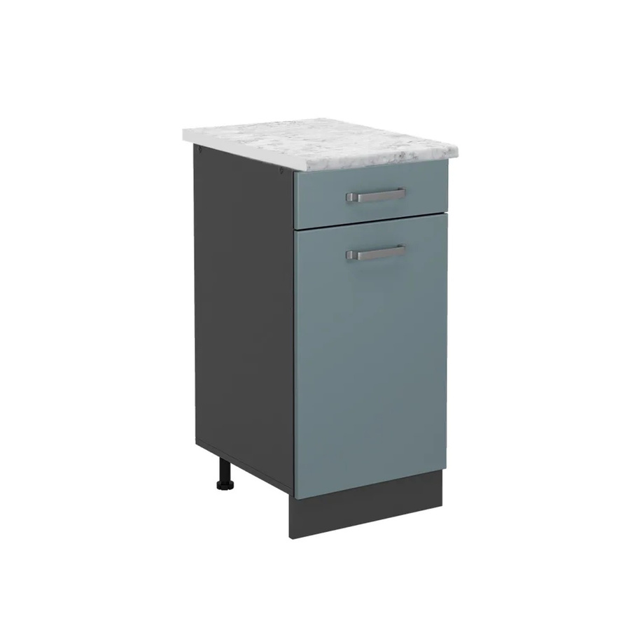 Vicco Küchenunterschrank R-Line Schubladenschrank in Blau-Grau/Anthrazit mit Marmor-Optik, Breite: 40 cm - Bild 2