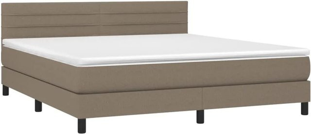 vidaXL Boxspringbett mit Matratze und LED in Beige, Hybrid-Bett mit USB-Ladeport und Unterbettbeleuchtung, B/T: 160 x 200 cm - Bild 1