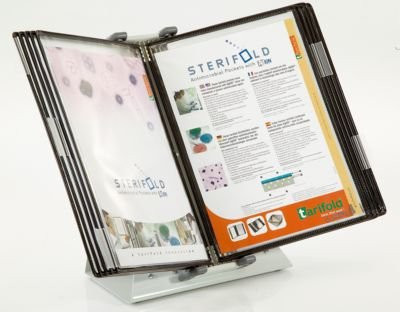Antibakterielles Sichttafelsystem Tarifold Sterifold Tischständer in Schwarz mit 10 Tafeln im Format A4, erweiterbar - Bild 1