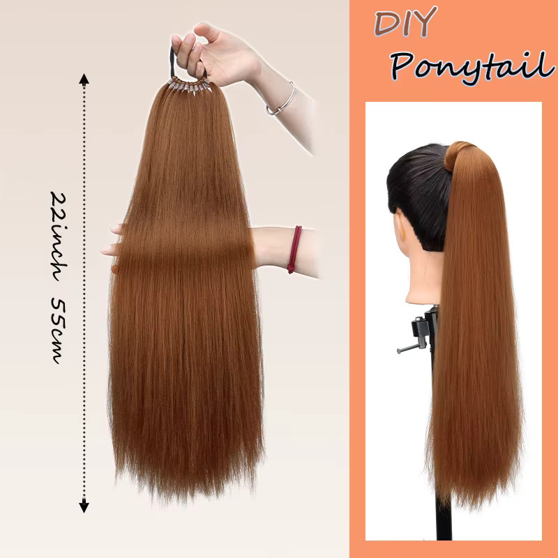 WIGSIN Haarteil Pferdeschwanz, 22 Zoll, synthetisch, schwarz braun, Damen - Bild 1