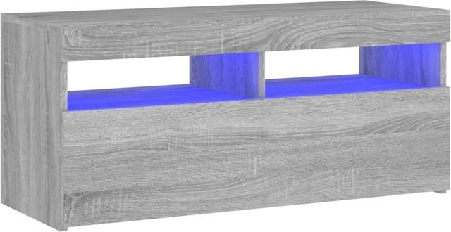 vidaXL TV-Schrank mit LED-Leuchten in Grau Sonoma, B/T/H: 90 x 35 x 40 cm - Bild 1
