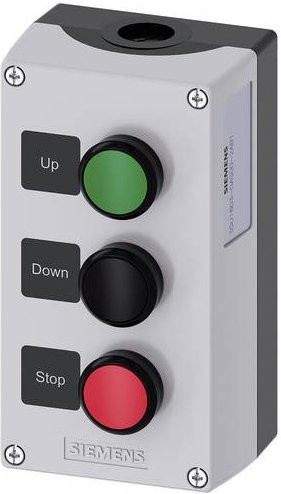 Siemens Gehäuse für Befehlsgeräte Pushbutton aus Kunststoff in Grau, Grün, Schwarz und Rot - Bild 1