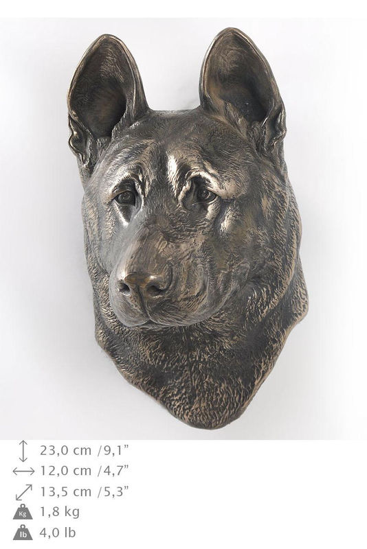 Art-Dog Wanddeko Schäferhund und Deutscher Schäferhund Büste zum Aufhängen in Braun aus Kunstharz und Metall - Bild 2