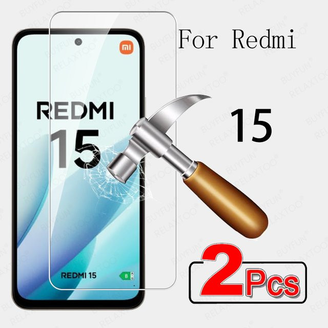 2 Stück Displayschutzfolie aus gehärtetem Glas für Xiaomi Redmi 15 (6,9 Zoll), Transparent - Bild 1