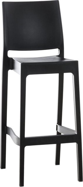 DELUKE Barhocker MIAMI Barstuhl mit Lehne aus Kunststoff in Schwarz matt - Bild 1