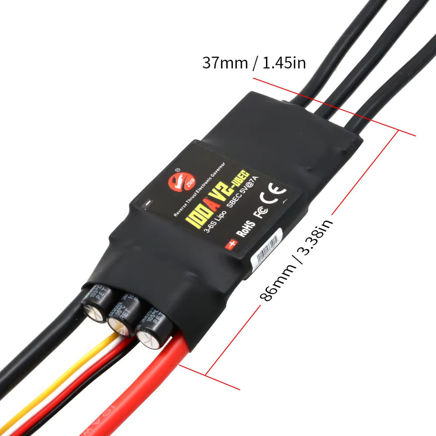 Zmr Bürstenloser ESC Regler V2 mit BEC/UBEC für RC Quadcopter und Hubschrauber, Schwarz - Bild 5