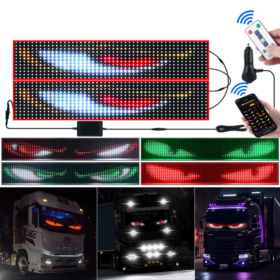 KALADA LKW LED-Ambientebeleuchtung Teufelsauge RGBIC LED-Matrix-Pixel-Panel mit programmierbarer Laufschrift und dynamischer Animation in Schwarz - Bild 5