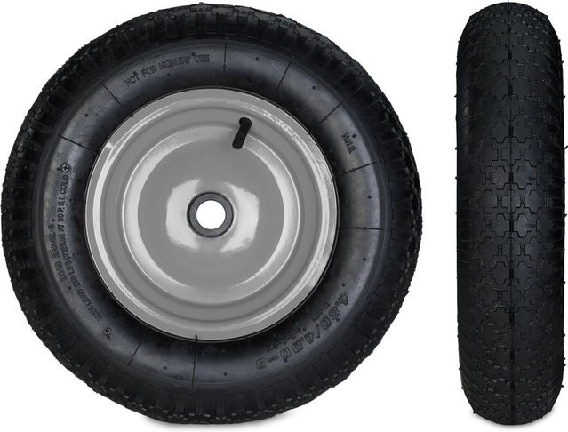 Relaxdays Schubkarrenrad aus Stahl in Schwarz und Grau, luftbereift mit Adaptern, Durchmesser: 39 cm, Breite: 9 cm - Bild 1
