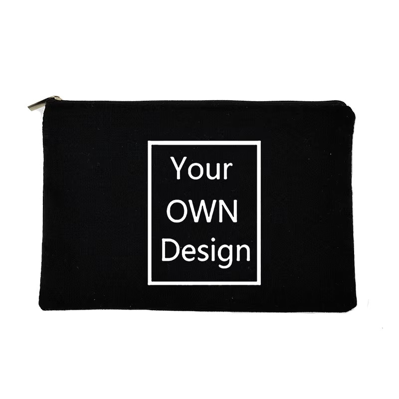 VOESETO Kosmetiktasche mit individuellem DIY-Logo als Make-up und Toilettenartikel Organizer für Damen, Schwarz - Bild 1
