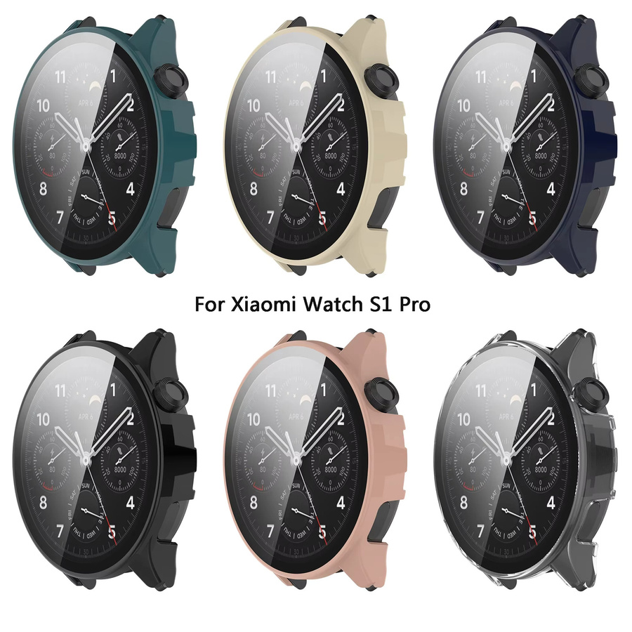 FIFATA Schutzhülle aus gehärtetem Glas für Xiaomi Watch S1 Pro, Schwarz - Bild 5