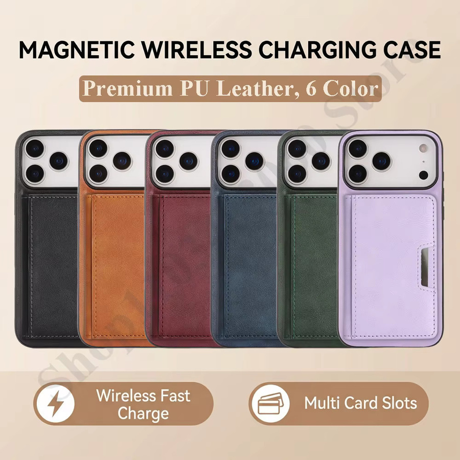 2-in-1 Lederhülle für Apple iPhone mit Kartenfächern, MagSafe und kabelloser Ladefunktion in Rot - Bild 2