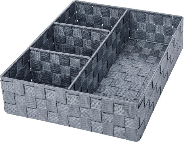 Wenko Organizer Adria Grau aus Kunststoff-Geflecht B/T/H: 32 x 32 x 10 cm - Bild 1