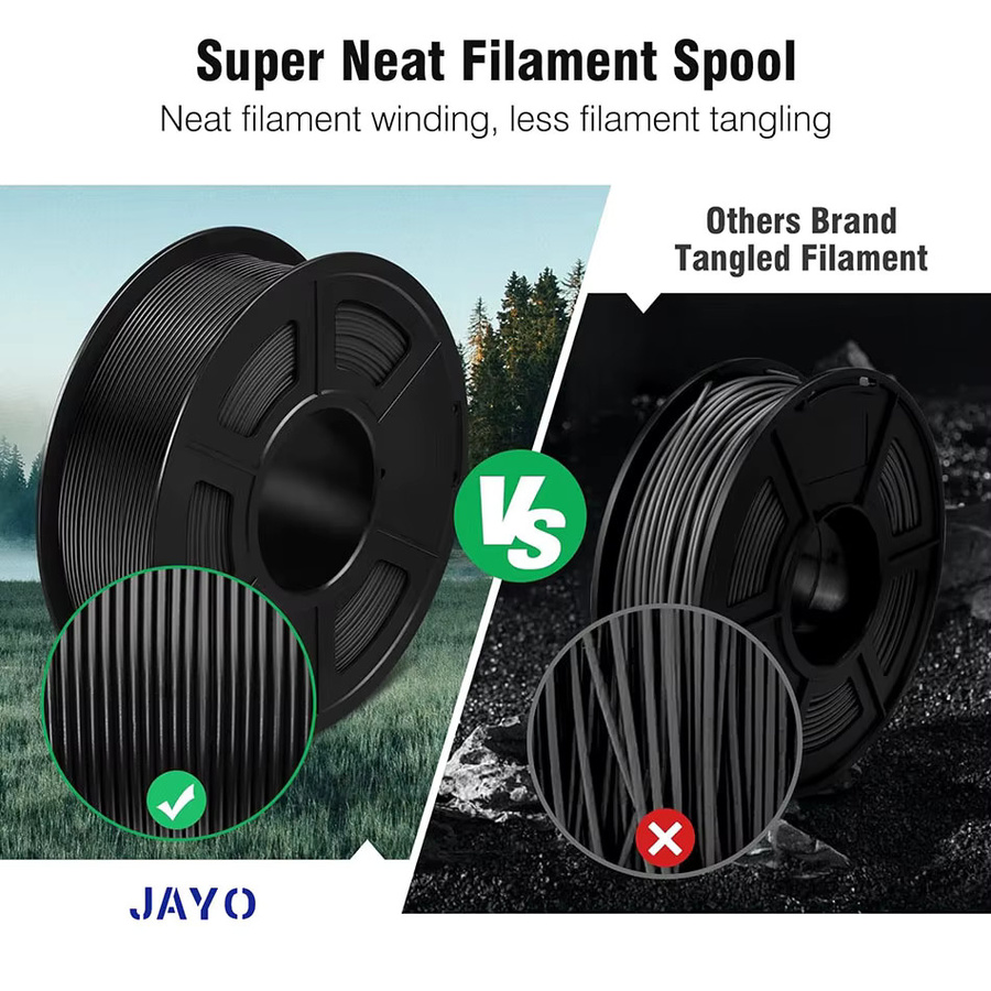 JAYO ASA 3D-Drucker Filament 1,75 mm, 5 Rollen, Schwarz, hitze- und witterungsbeständig für FDM-Drucker - Bild 3