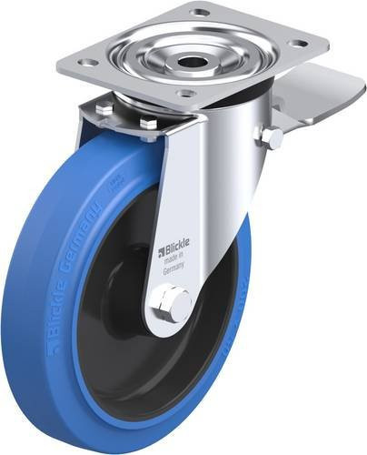 Blickle L-POEV 200R-ST-SB Lenkrolle mit Feststeller in Schwarz-Blau aus Stahl mit einem Rad-Durchmesser von 200 mm und einer Tragfähigkeit von 400 kg - Bild 1