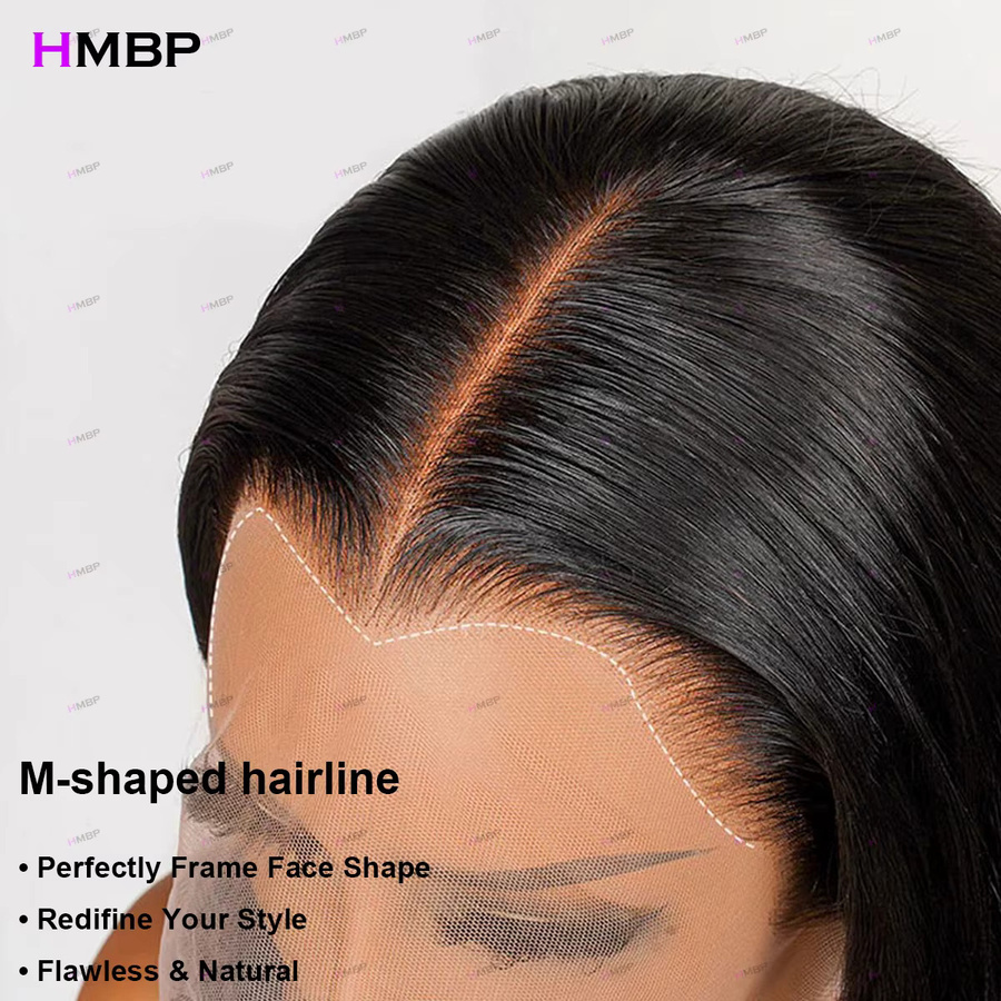 HMBP Perücke, Kinky Straight, 13x6 HD Transparent Lace Frontal, Echthaar, Unisex - Bild 3