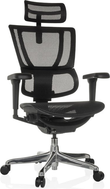 hjh OFFICE Luxus Chefsessel ERGOHUMAN SLIM ULTRA GEN2 in Schwarz mit Netzstoff, Kopfstütze und Armlehnen, höhenverstellbar - Bild 1